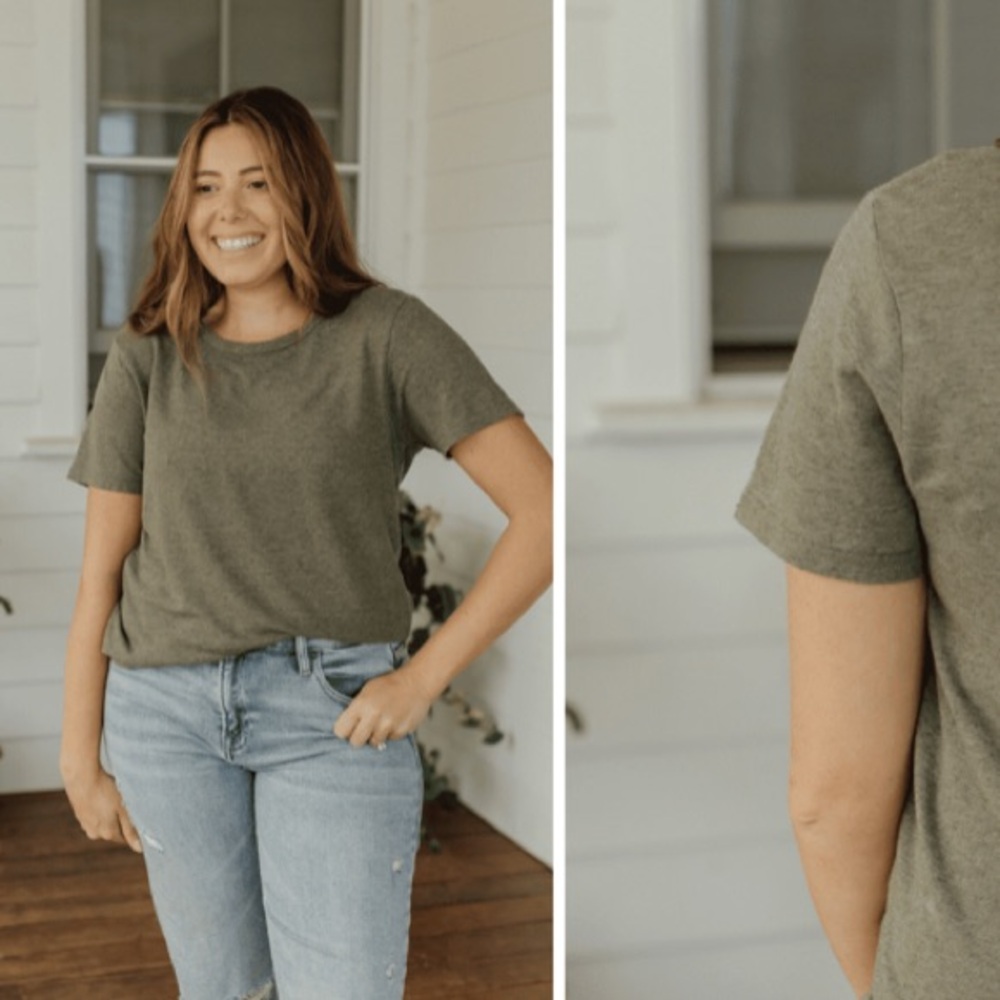 Neuflora Scottsdale Linen Blend Tee in olive green
